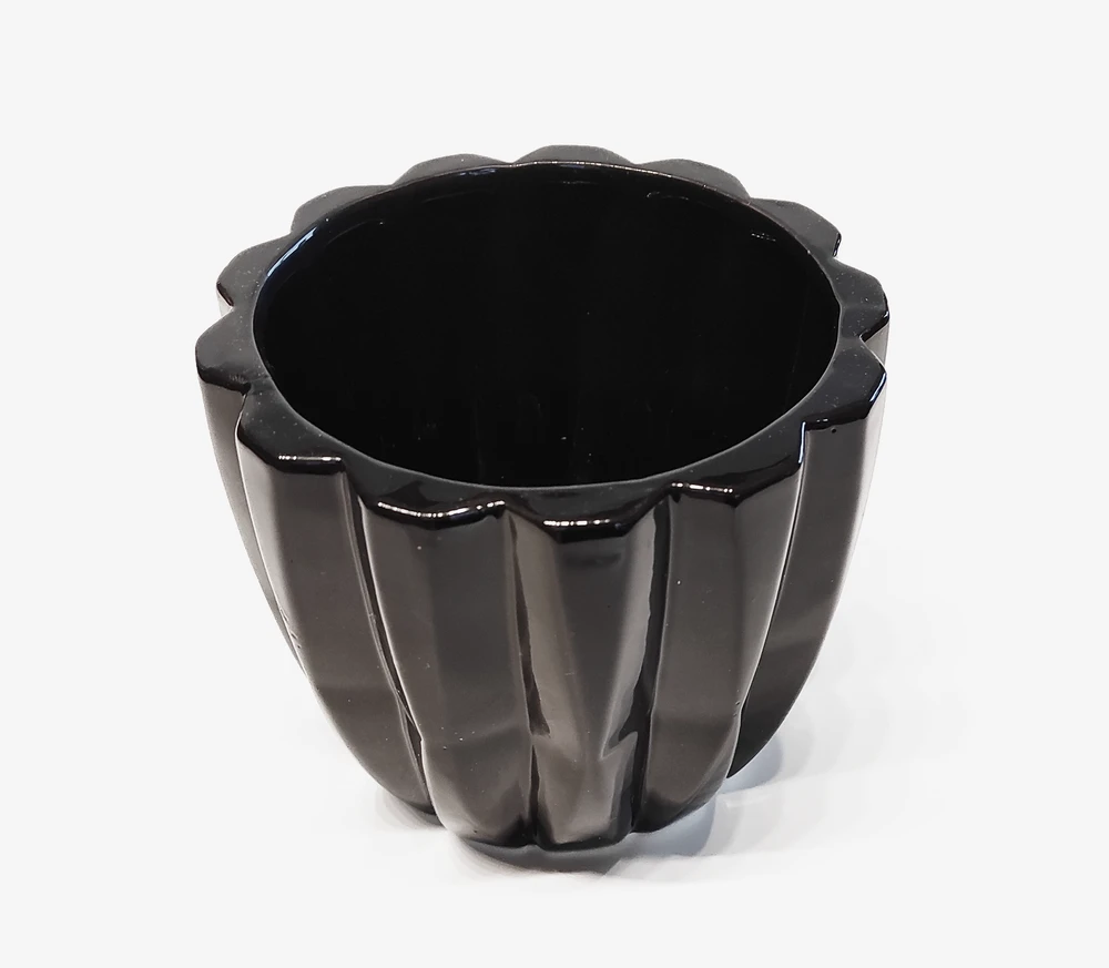 POLNIX Keraminis vazonas PIANO, apvalus, juodas, 13 x 12(A) cm