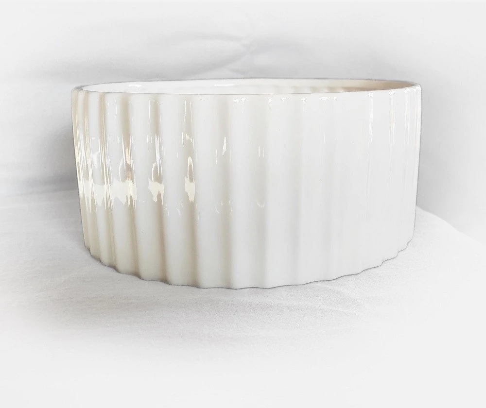 POLNIX Keraminis vazonas PIANO, apvalus, baltas, 26 x 13(A) cm