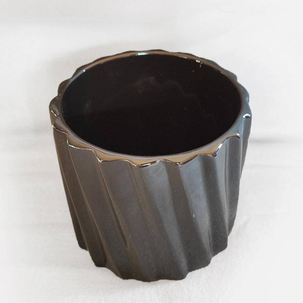 POLNIX Keraminis vazonas PIANO, apvalus, juodas, 13 x 12(A) cm
