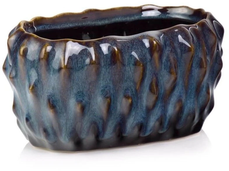 POLNIX Keraminis vazonas VINTAGE, ovalus, mėlynas, 29x19 x 13(A) cm