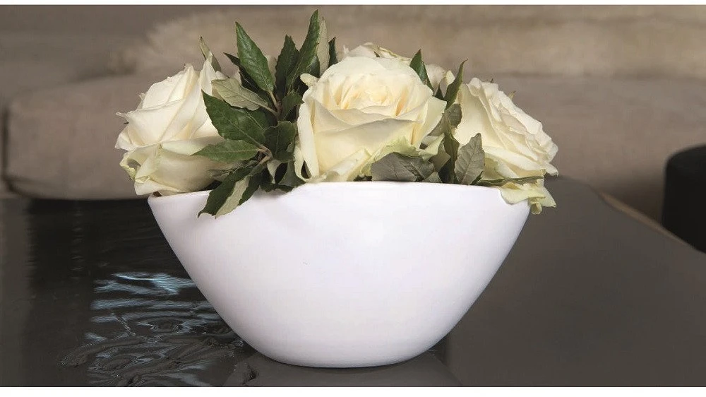 Pot&Deco Keraminis vazonas GABRIELLE, ovalus, baltas, 21x14 x 10,5(A) cm