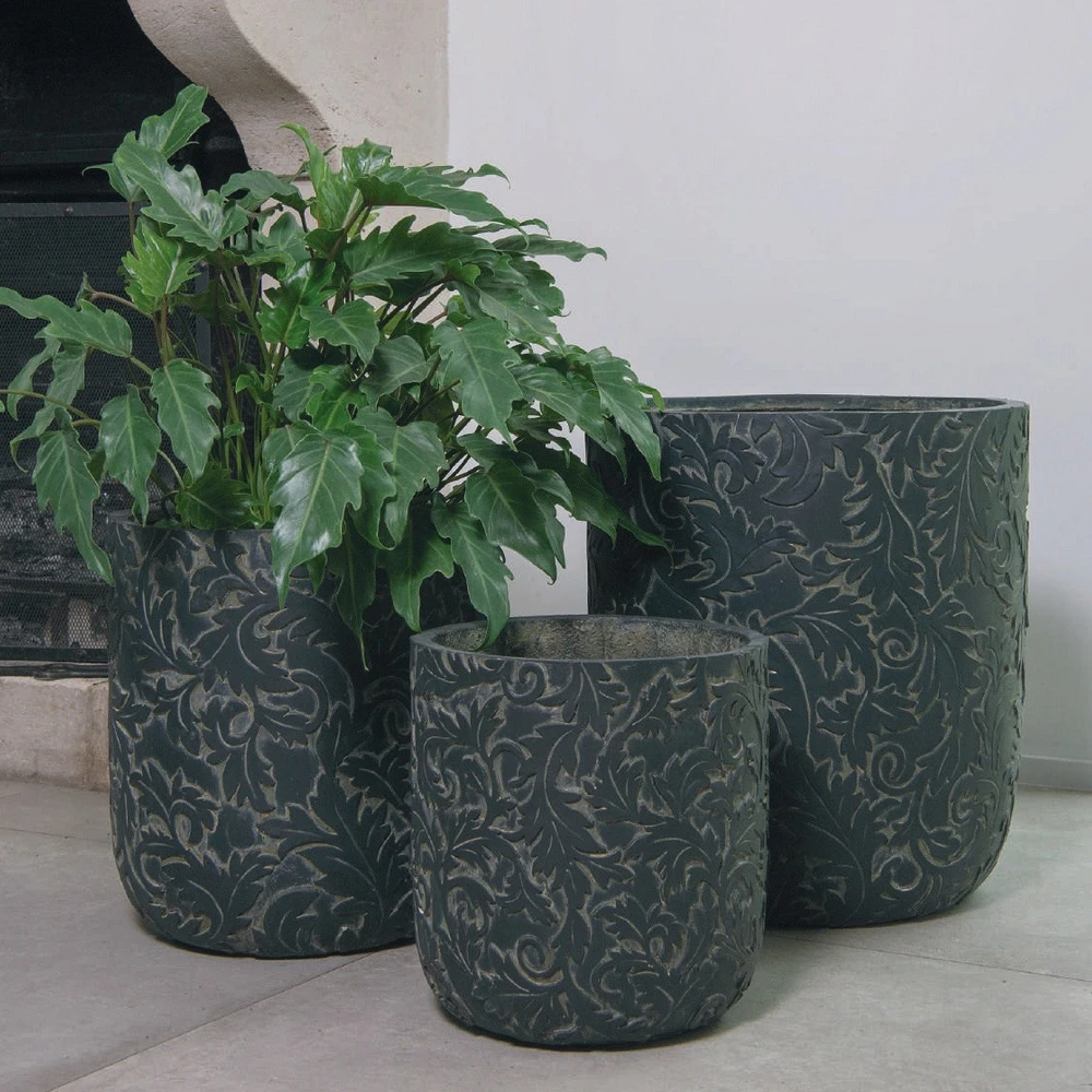 Pot&Deco Keraminis vazonas VICTORIA, apvalus, juodas, 36 x 40(A) cm