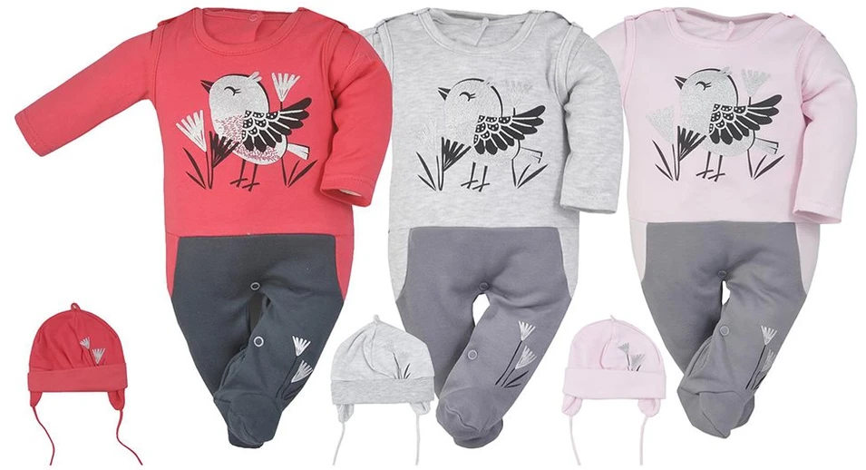 3 dalių medvilninis kūdikių rinkinys Koala Birdy rožinis, dydis 80 (9-12 mėn.)