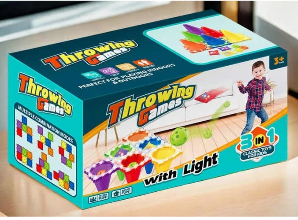 3in1 vikrumo žaidimas su LED kamuoliukais ir žiedais
