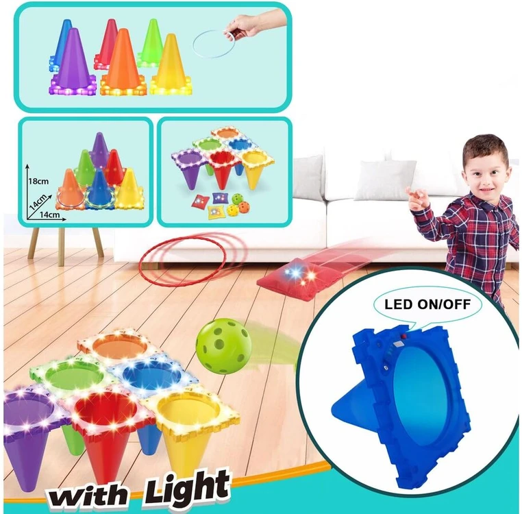 3in1 vikrumo žaidimas su LED kamuoliukais ir žiedais