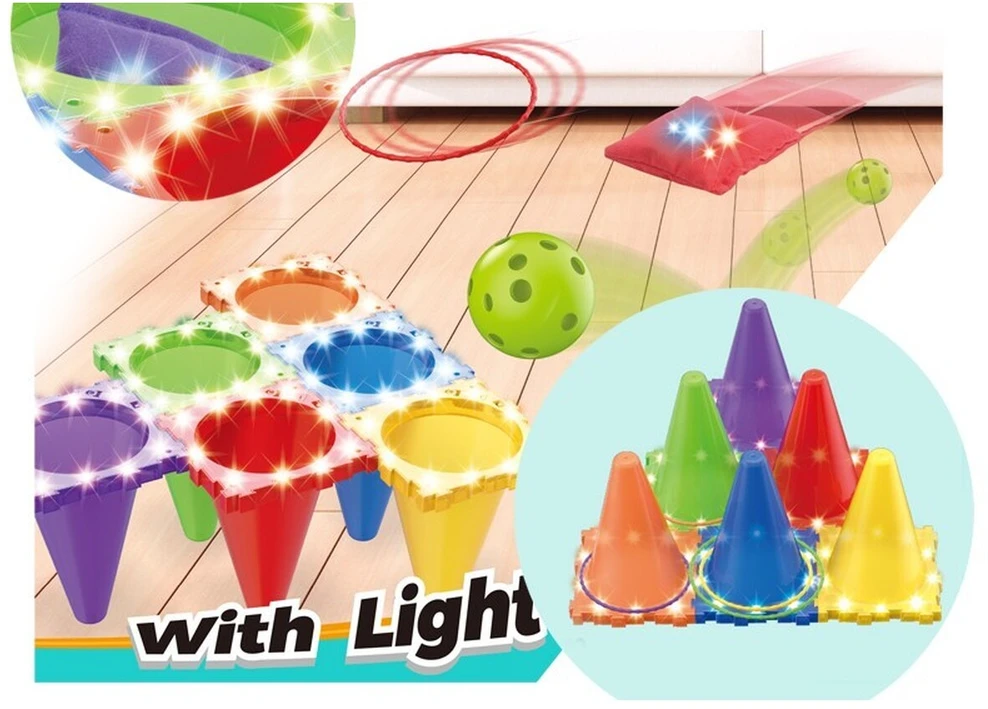 3in1 vikrumo žaidimas su LED kamuoliukais ir žiedais