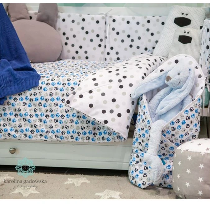 6 dalių kūdikių patalynės komplektas Belisima Kittens 100x135 mėlynas