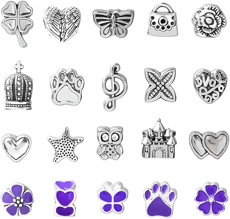 66 dalių violetinis papuošalų gamybos rinkinys su kosmetine