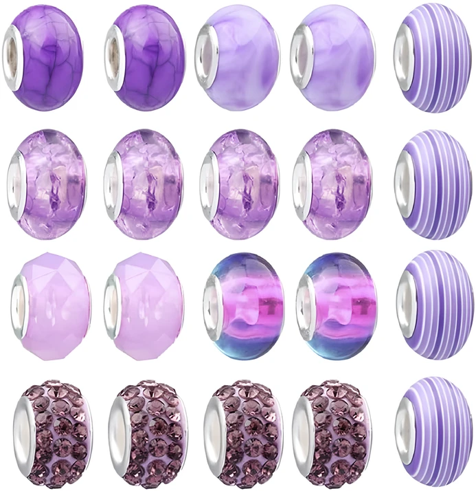 66 dalių violetinis papuošalų gamybos rinkinys su kosmetine