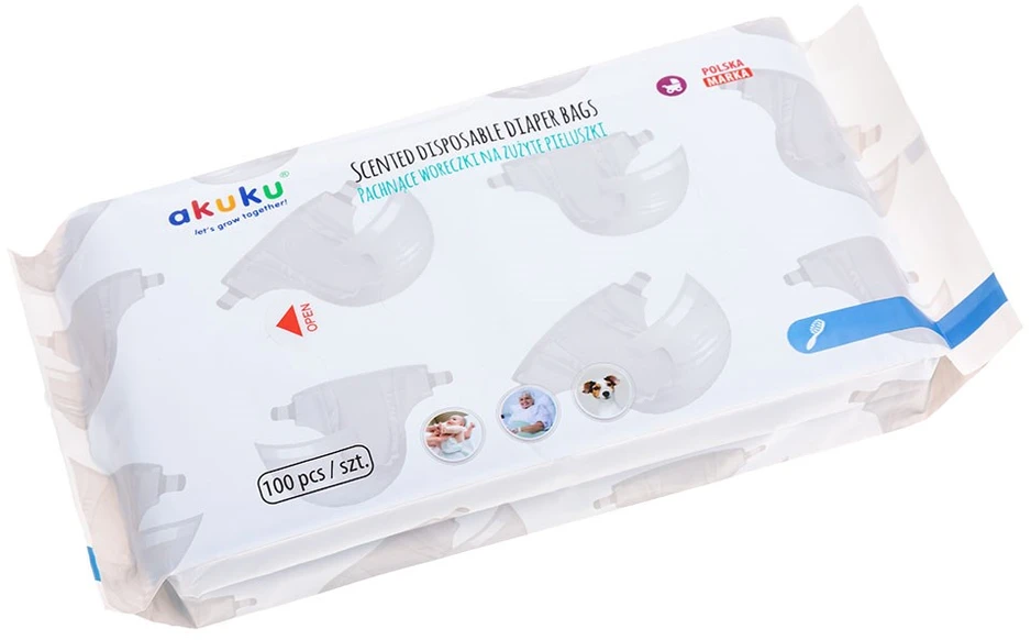 AKUKU kvepiantys panaudotų vystyklų maišeliai, 100 vnt., A0002