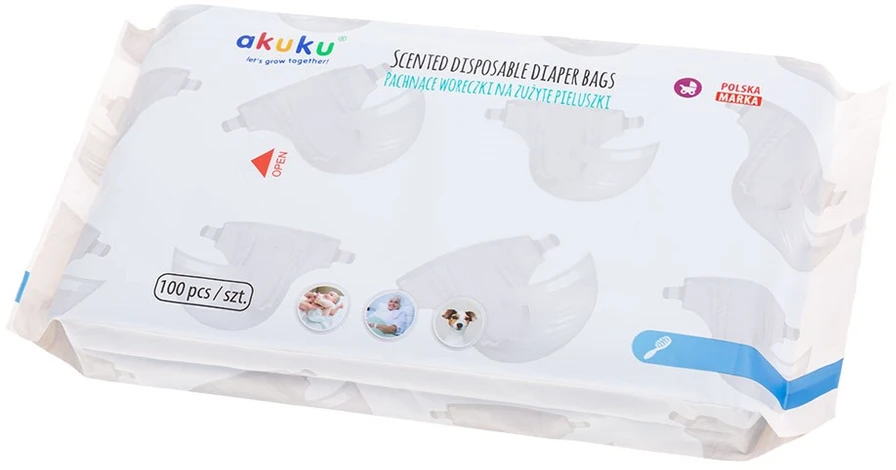 AKUKU kvepiantys panaudotų vystyklų maišeliai, 100 vnt., A0002