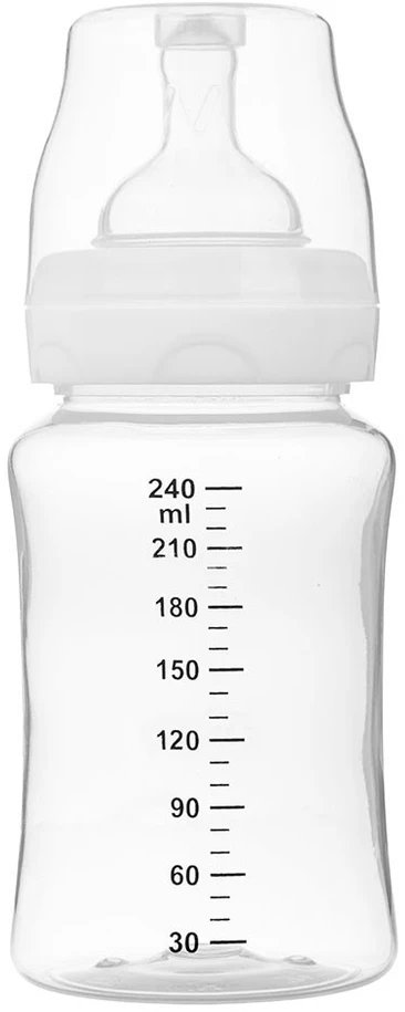 Akuku buteliukas 240 ml., plataus kaklelio, nesukeliantis dieglių, A0107