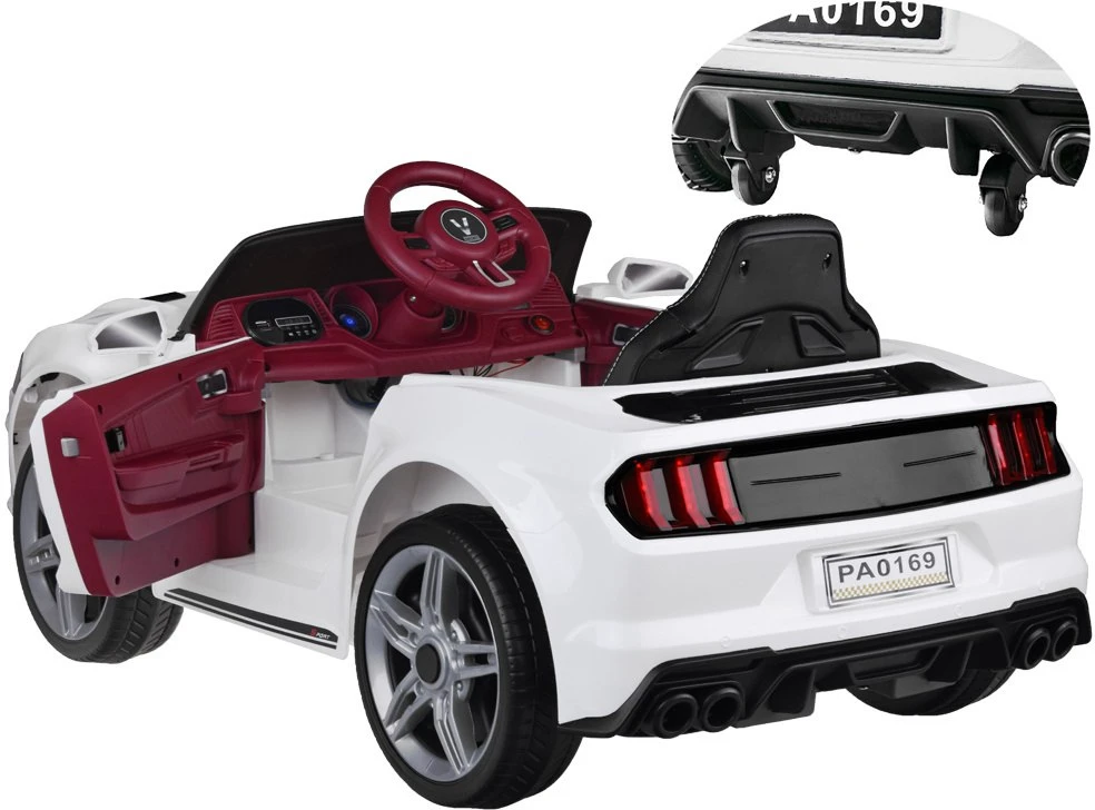 Akumuliatorinis sportinis kabrioletas vaikams Jokomisiada Mustang PA0169 | spalva: balta