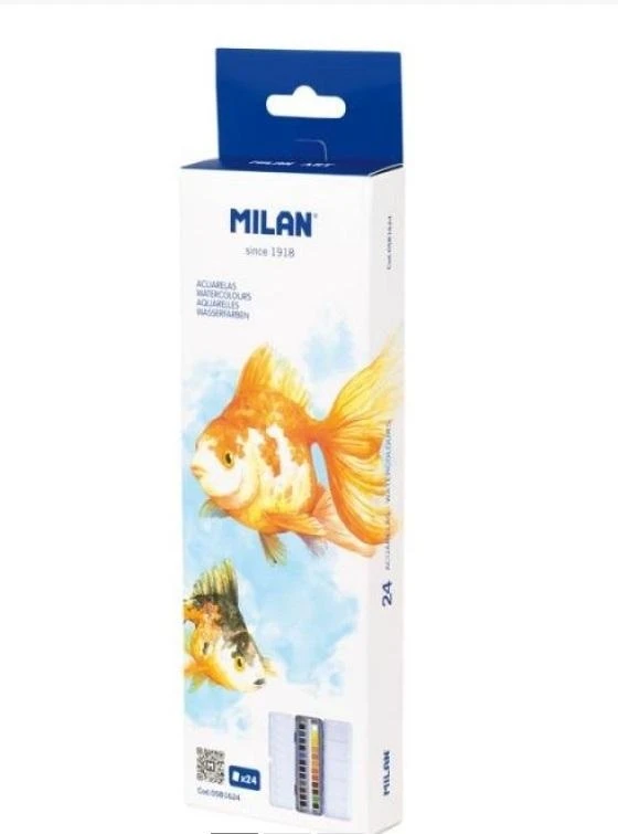 Akvarelinių dažų rinkinys 24 spalvų metalinėje dėžutėje Milan