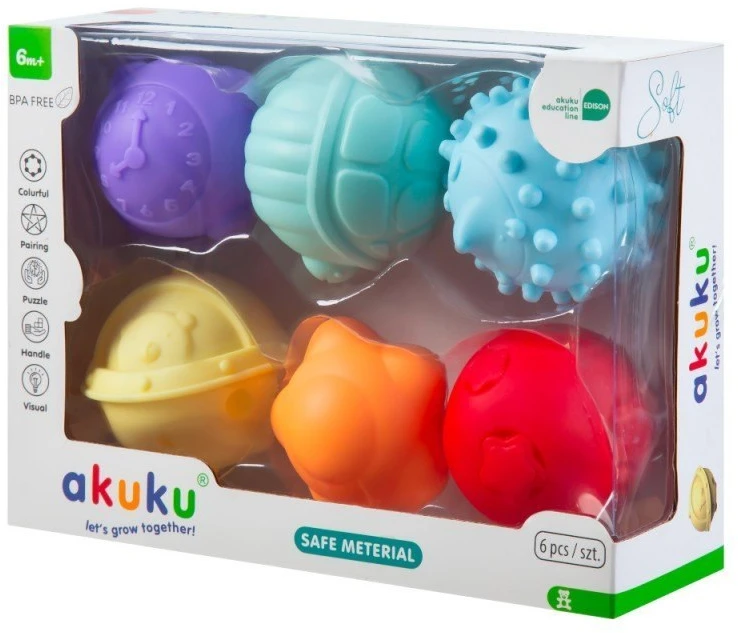 ALBIS Akuku minkšti sensoriniai kamuoliukai (6 vnt.), A0640