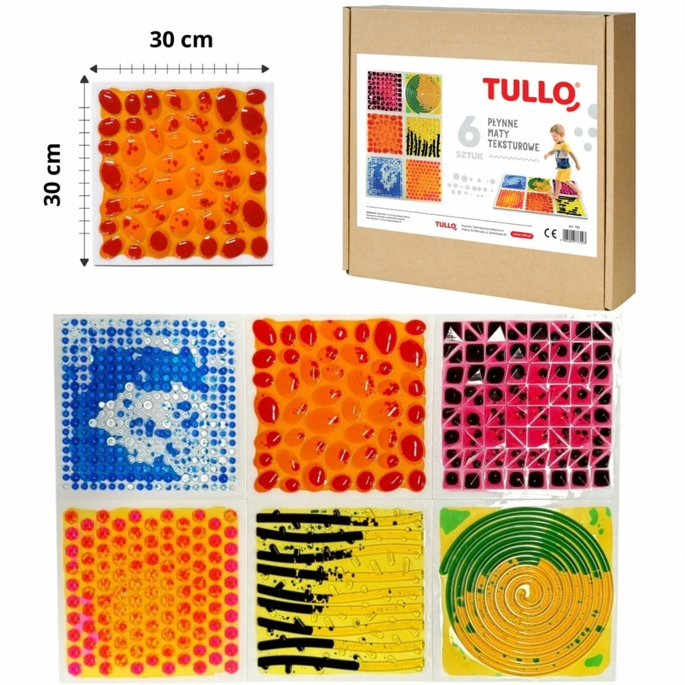 AM Tullo TULLO 700 Sensorinis kelias - sensorinės plokštelės su tekstūruotu skysčiu 6 vnt.