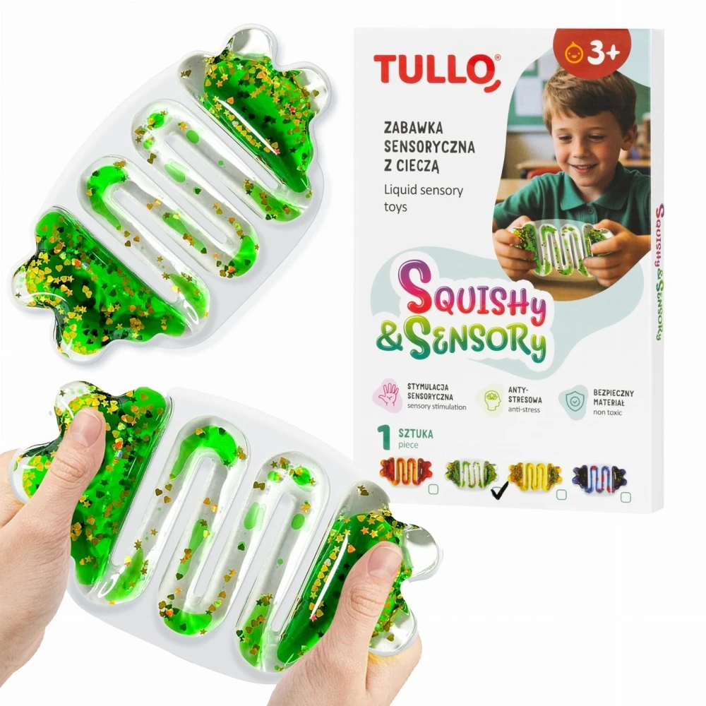 AM Tullo Sensorinis vonios žaislas gniotek su skysčiu ir blizgučiais