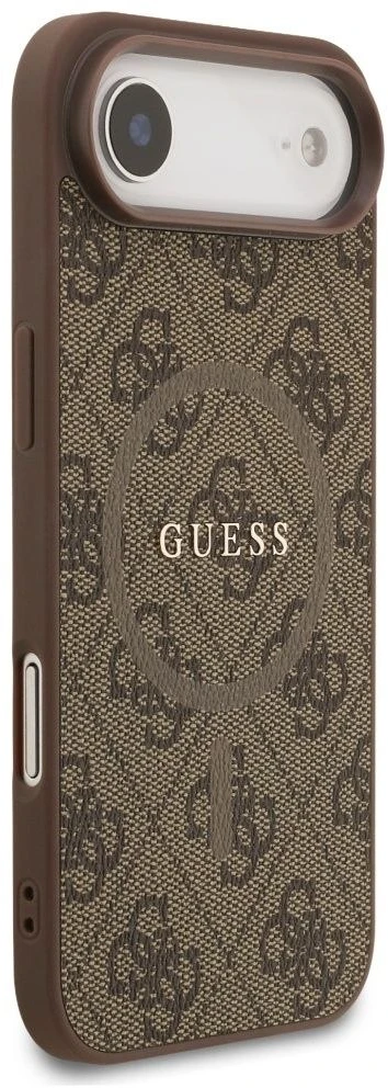 GUESS dėklas, skirtas IPHONE 17 Air, suderinamas su MagSafe GUHMP17MG4GFRW (PU 4G Ring Classic Logo) rudas
