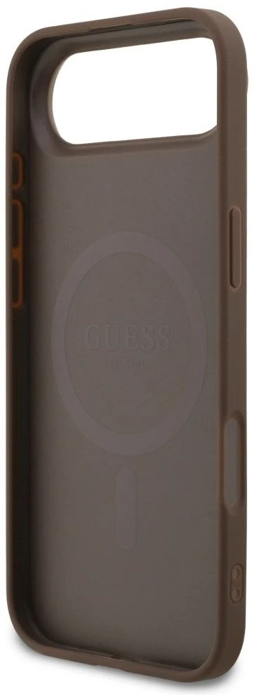 GUESS dėklas, skirtas IPHONE 17 Air, suderinamas su MagSafe GUHMP17MG4GFRW (PU 4G Ring Classic Logo) rudas