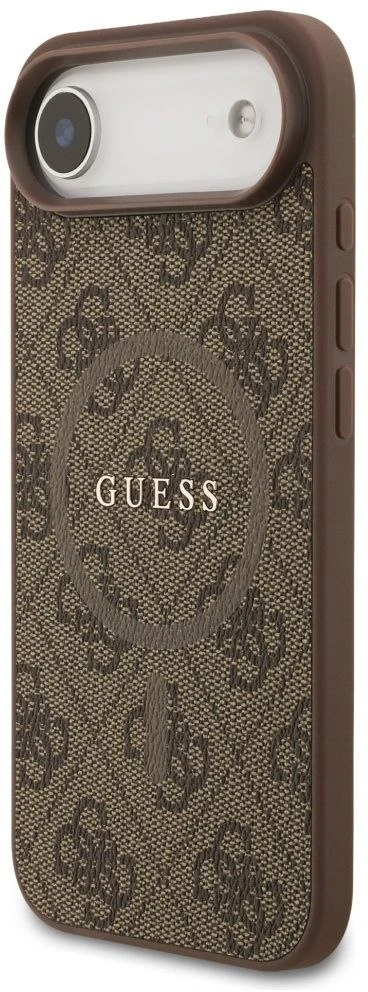 GUESS dėklas, skirtas IPHONE 17 Air, suderinamas su MagSafe GUHMP17MG4GFRW (PU 4G Ring Classic Logo) rudas