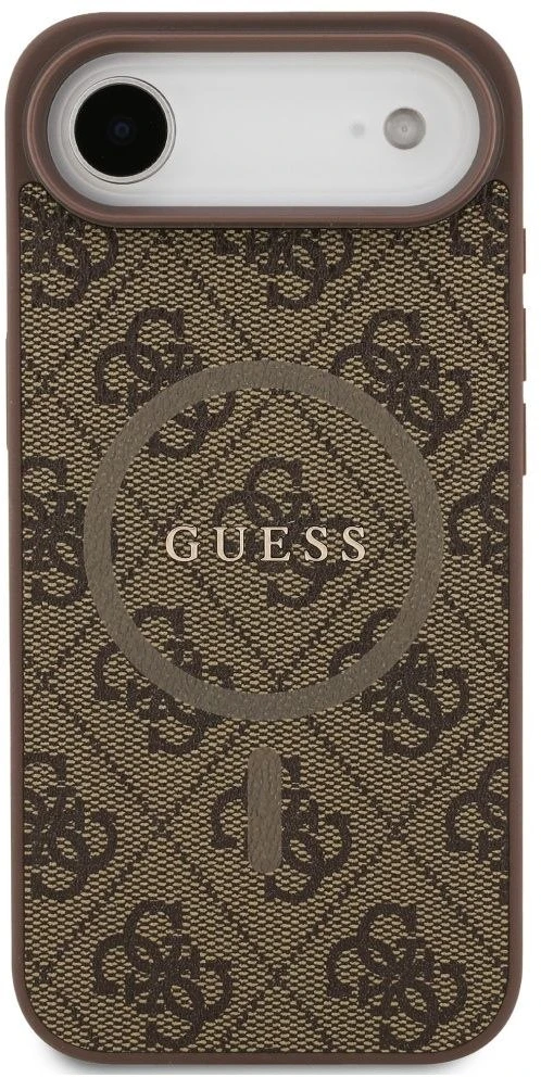 GUESS dėklas, skirtas IPHONE 17 Air, suderinamas su MagSafe GUHMP17MG4GFRW (PU 4G Ring Classic Logo) rudas