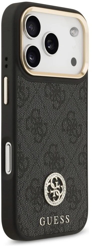 GUESS dėklas, skirtas IPHONE 17 Pro, suderinamas su MagSafe GUHMP17LP4GRMDEK (PU W/ 4G Strass Logo) juodas