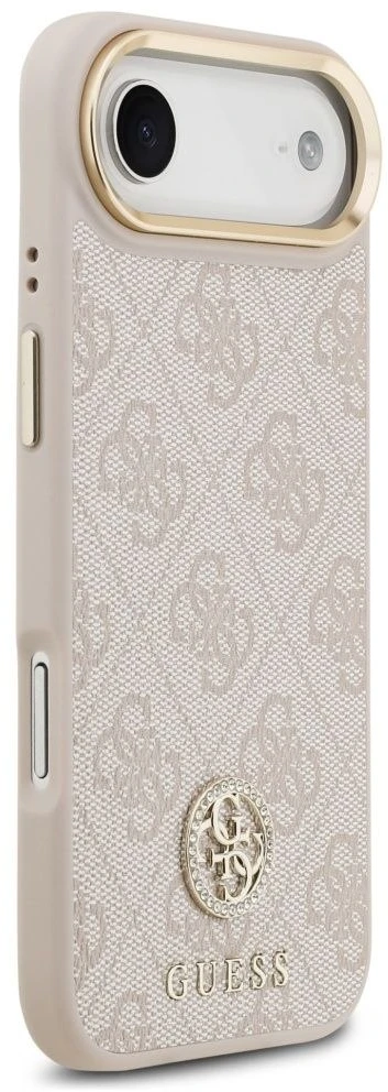 GUESS dėklas, skirtas IPHONE 17 Air, suderinamas su MagSafe GUHMP17MP4GRMDEP (PU su 4G Strass logotipu), rožinis