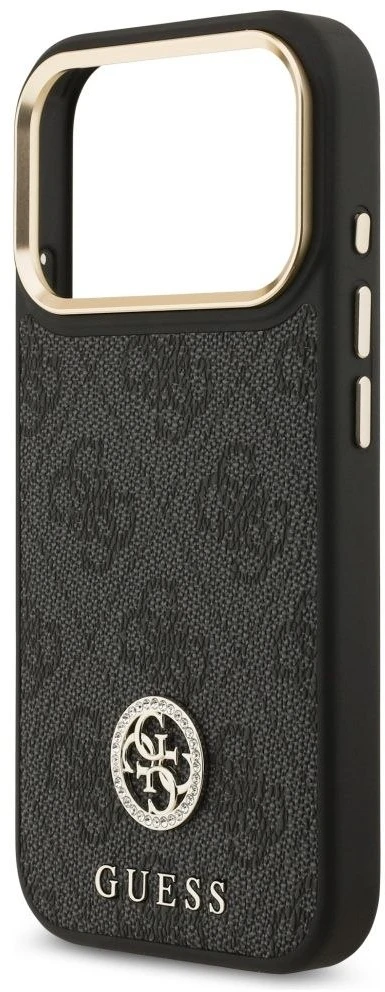 GUESS dėklas, skirtas IPHONE 17 Pro, suderinamas su MagSafe GUHMP17LP4GRMDEK (PU W/ 4G Strass Logo) juodas