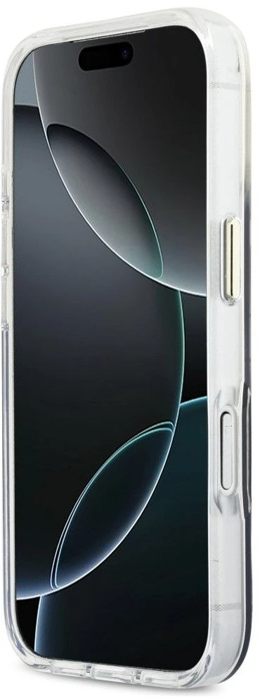 GUESS dėklas, skirtas IPHONE 17 Pro, suderinamas su MagSafe GUHMP17L5HTGMCSK (IML Gradient Script Metal) juodas