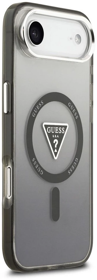 GUESS dėklas, skirtas IPHONE 17 Air, suderinamas su MagSafe GUHMP17MHGTMLCGK (IML gradientas su trikampio logotipu), juodas