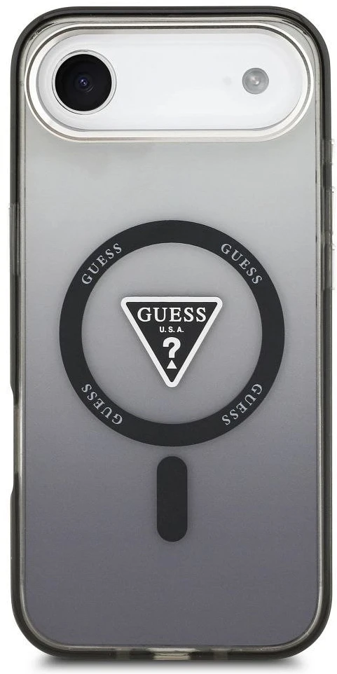 GUESS dėklas, skirtas IPHONE 17 Air, suderinamas su MagSafe GUHMP17MHGTMLCGK (IML gradientas su trikampio logotipu), juodas