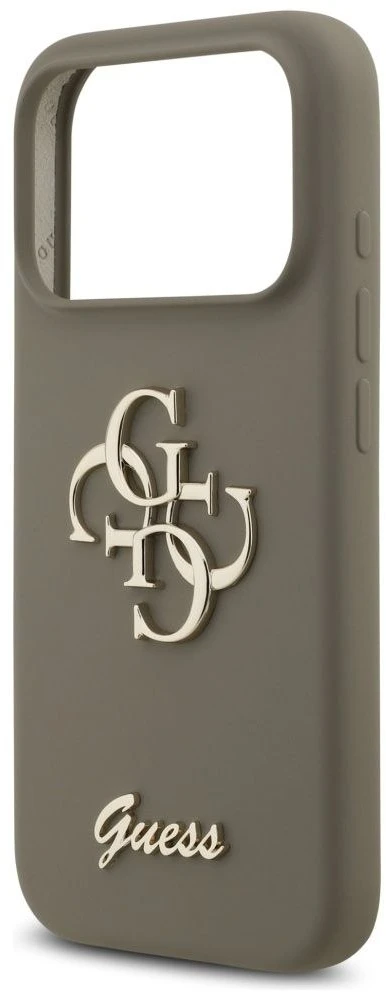 Guess Silicone Big 4G Script dėklas iPhone 17 Pro rudos spalvos