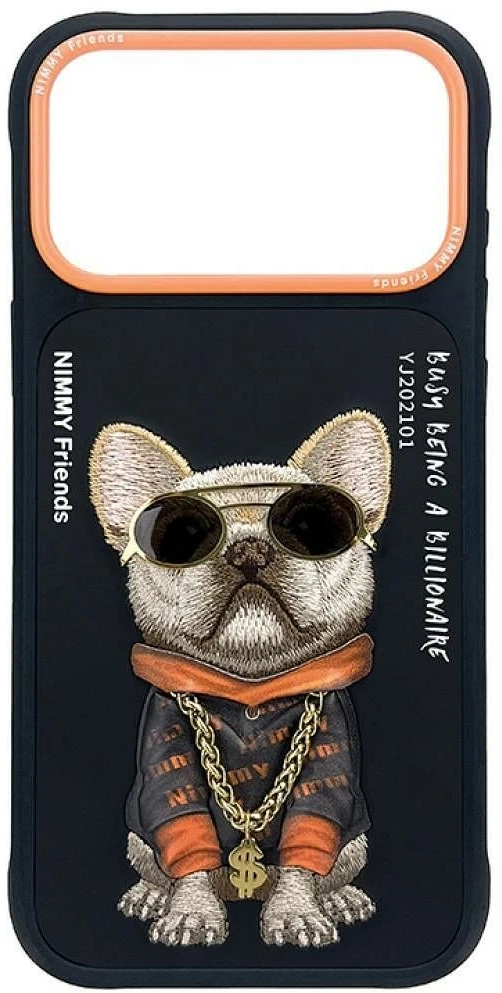 „NIMMY“ dėklas „GLASSES COOL DOG“ skirtas „IPHONE 18 Pro/17 Pro“, juodas