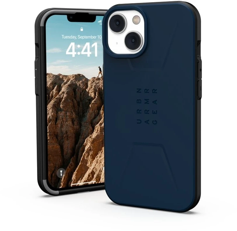 UAG Urban Armor Gear dėklas CIVILIAN, suderinamas su „MagSafe“, skirtas IPHONE 14 Plus, tamsiai mėlynas
