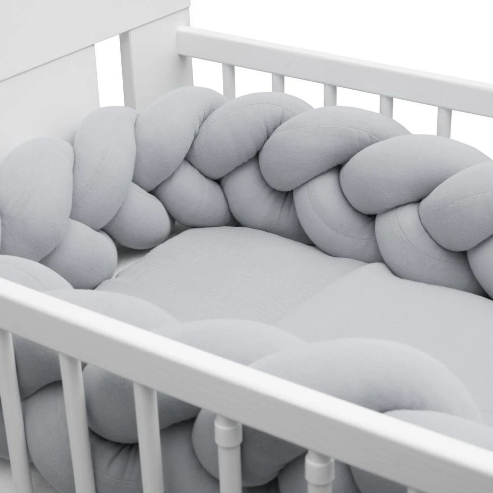 Apsauginis lovelės čiužinio užvalkalas iš muslino pynės New Baby šviesiai pilkas