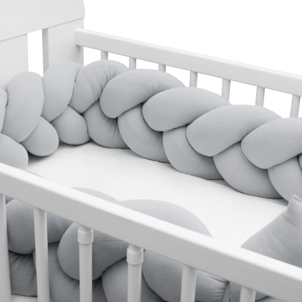 Apsauginis lovelės čiužinio užvalkalas iš muslino pynės New Baby šviesiai pilkas