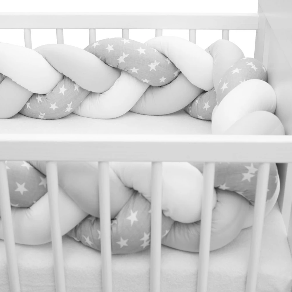 Apsauginis lovelės čiužinio užvalkalas New Baby, pilkos ir baltos spalvos, su žvaigždutėmis