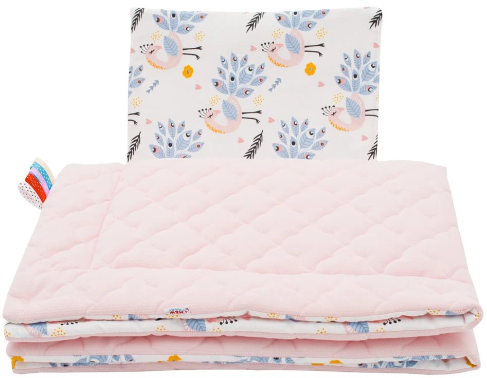 Apverčiamas aksominis rinkinys vežimėliui New Baby Peacocks rožinis