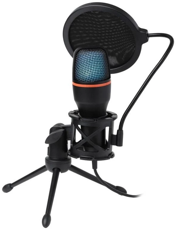 ART talpinis stovimas mikrofonas su membrana AC-02 trikojo USB LED