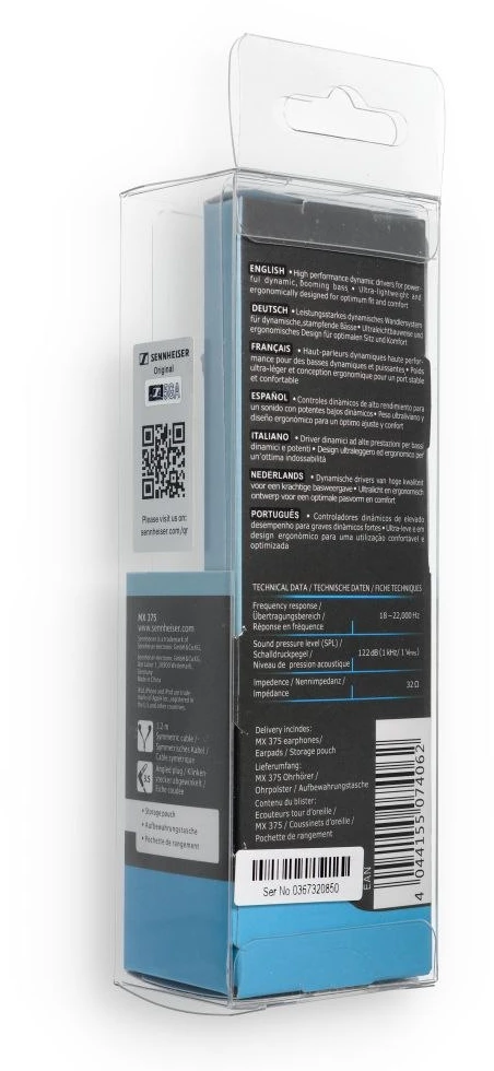 Wire ausinės Jack 3,5 mm Sennheiser MX375 juodas