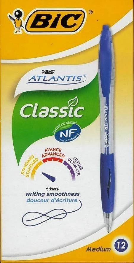 Bic Tušinukas Atlantis Classic 1.0 mm, mėlynas, pakuotėje 12 vnt. 136700