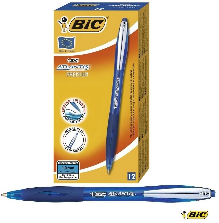 Automatinis rašiklis BIC Atlantis Soft mėlynas 12 vnt