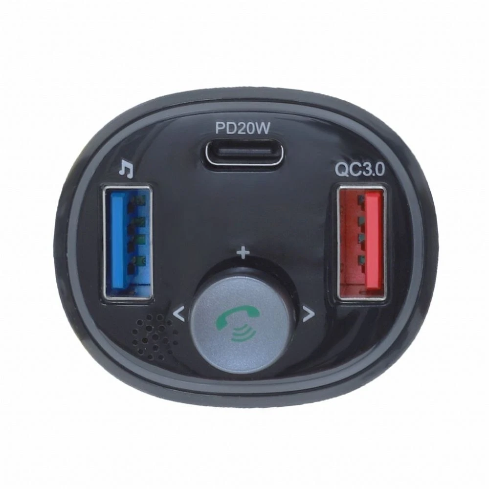 ART transmiter FM bluetooth 5.0 + USB A QC3.0 + Typ C (total 30W) FM-73 juodas