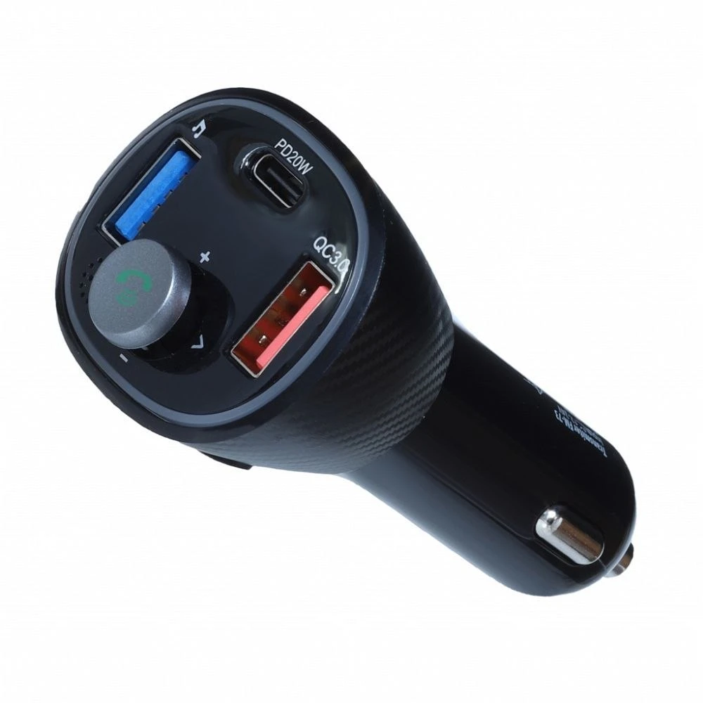 ART transmiter FM bluetooth 5.0 + USB A QC3.0 + Typ C (total 30W) FM-73 juodas