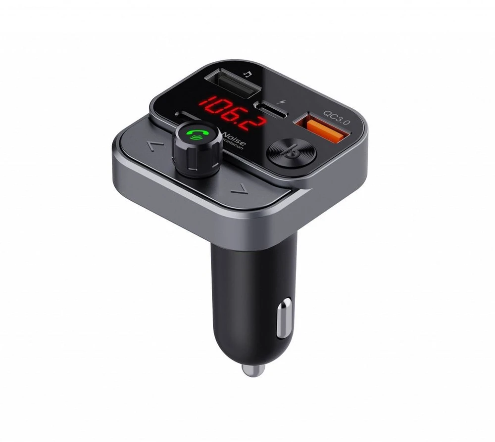ART transmiter FM bluetooth 5.0 + USB A QC3.0 + Typ C (total 30W) FM-84B juodas