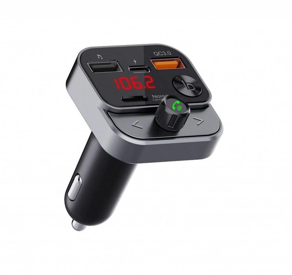 ART transmiter FM bluetooth 5.0 + USB A QC3.0 + Typ C (total 30W) FM-84B juodas