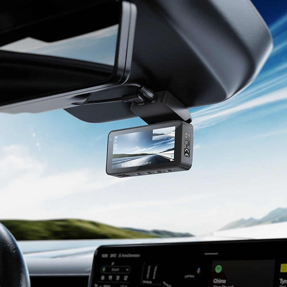 Automobilinis vaizdo registratorius Hoco su 3,69" 2K ekranu + galine kamera 720P/25fps GPS DV12 sidabriškai pilka