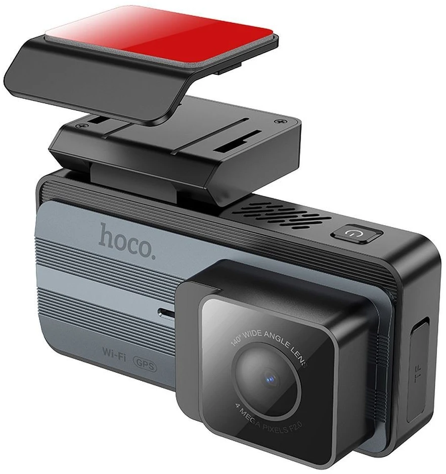 Automobilinis vaizdo registratorius Hoco su 3,69" 2K ekranu + galine kamera 720P/25fps GPS DV12 sidabriškai pilka