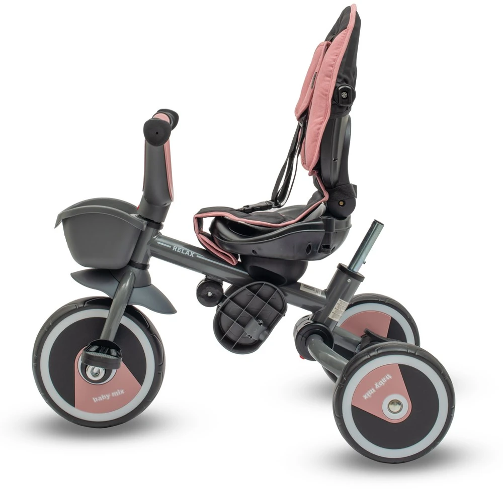 Baby Mix 5in1 RELAX 365° rožinis triratis