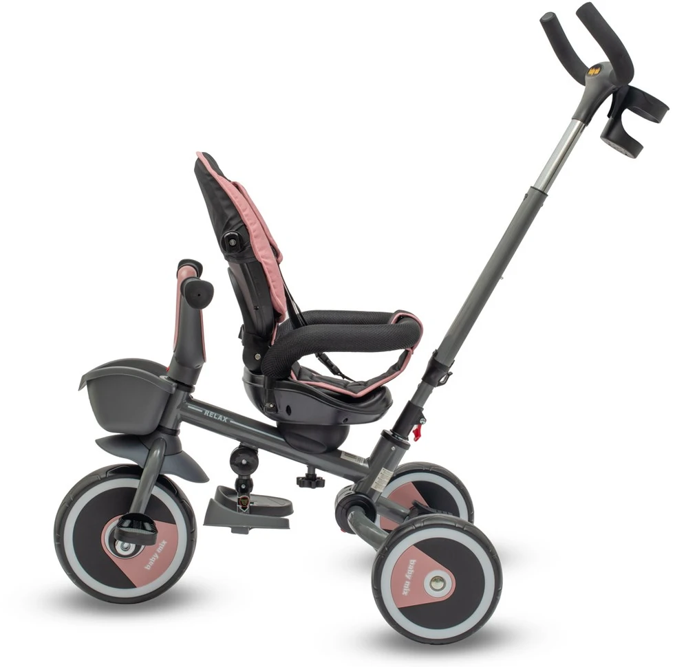Baby Mix 5in1 RELAX 365° rožinis triratis